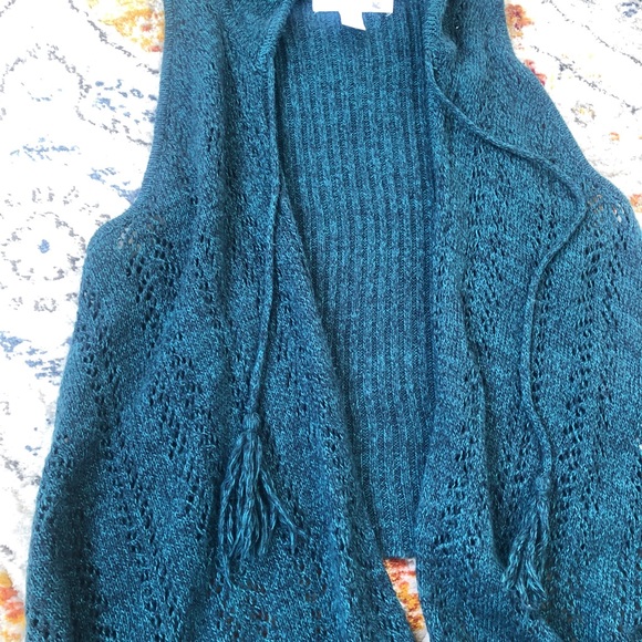 Teal Cardigan Vest - Picture 7 of 13